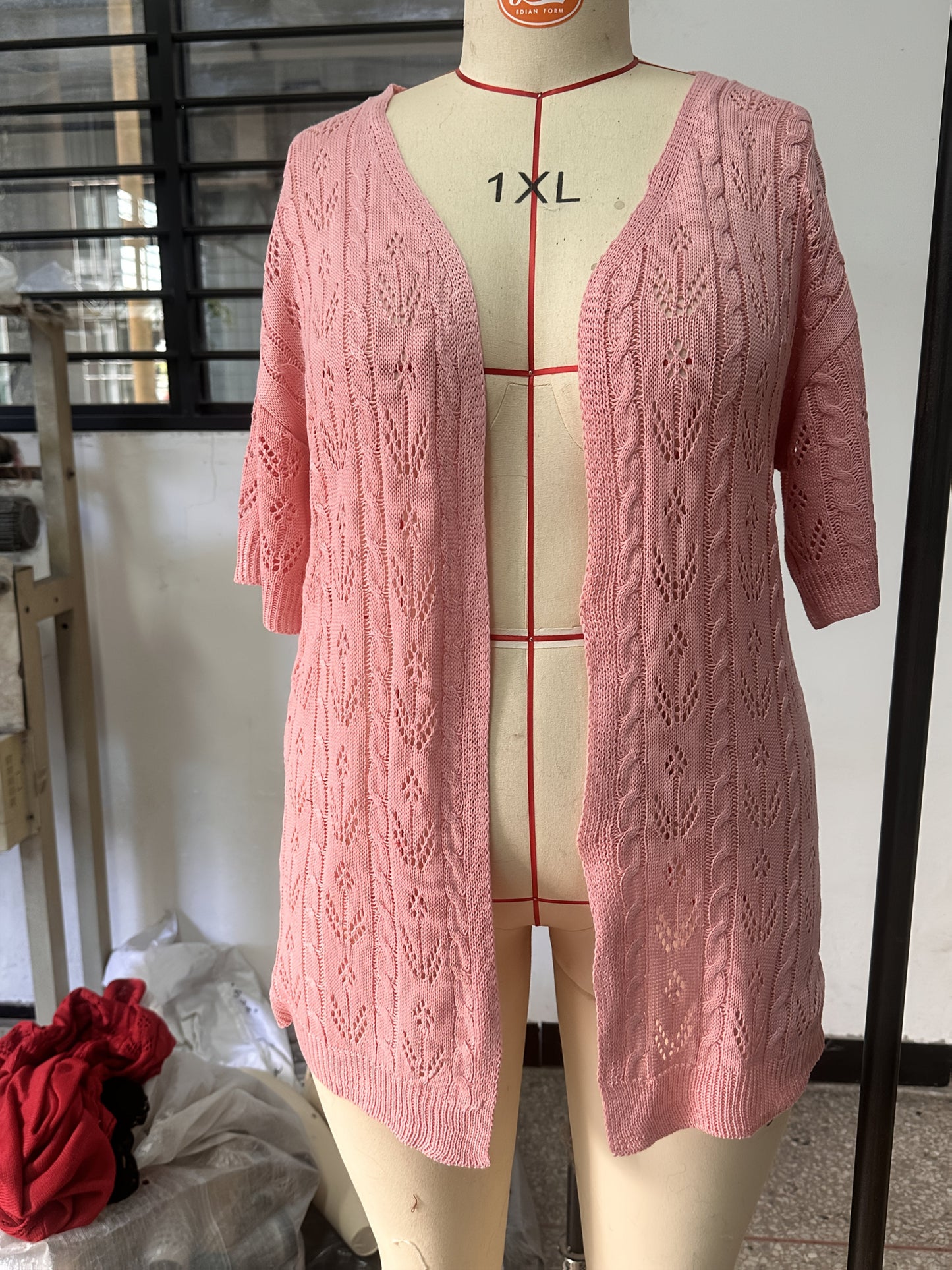 Women's Lightweight Denim Open-Front Cardigan detail view