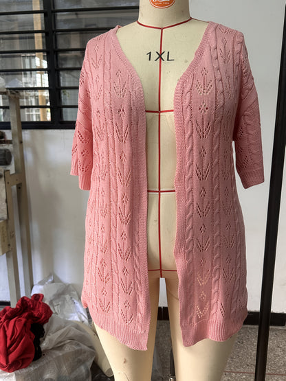 Women's Lightweight Denim Open-Front Cardigan detail view