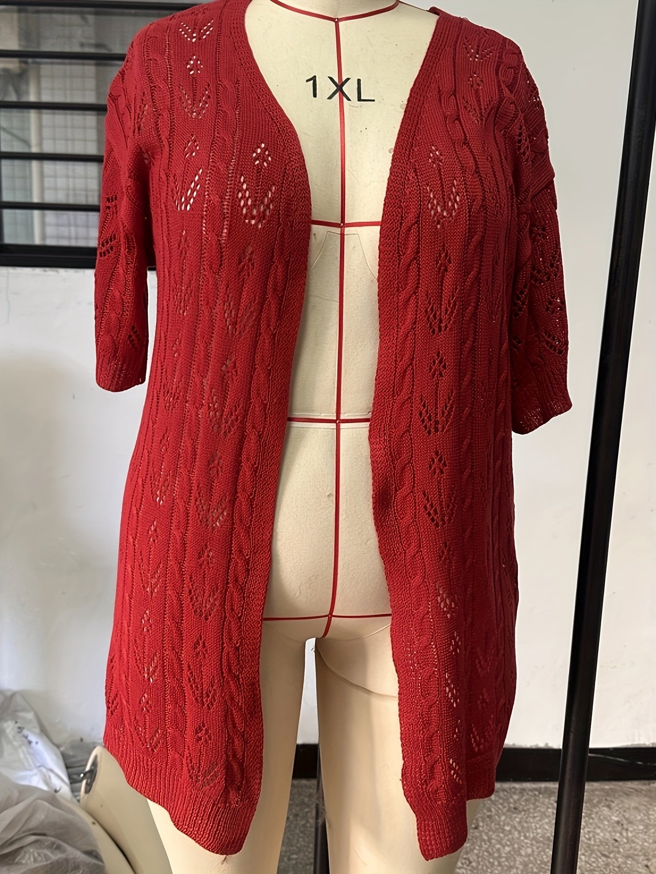 Women's Lightweight Denim Open-Front Cardigan detail view