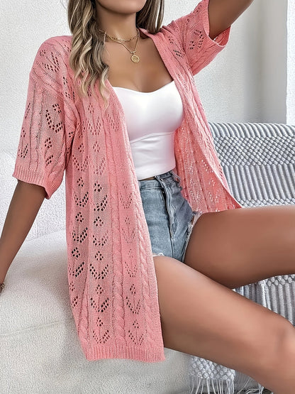 Women's Lightweight Denim Open-Front Cardigan detail view