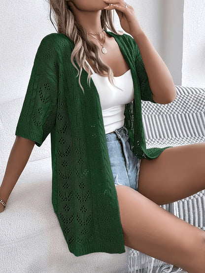 Women's Lightweight Denim Open-Front Cardigan – Khaki option – view 3
