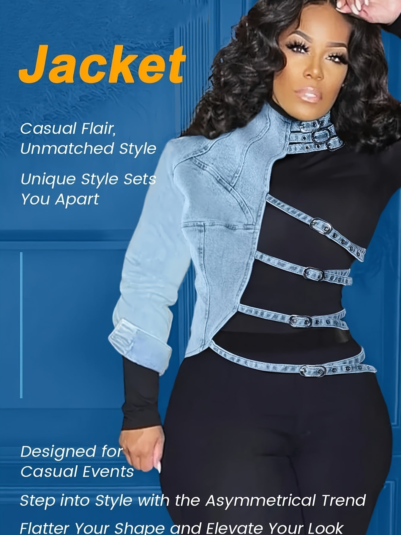 Women's Lightweight Denim Pullover Jacket – Light Blue detail view