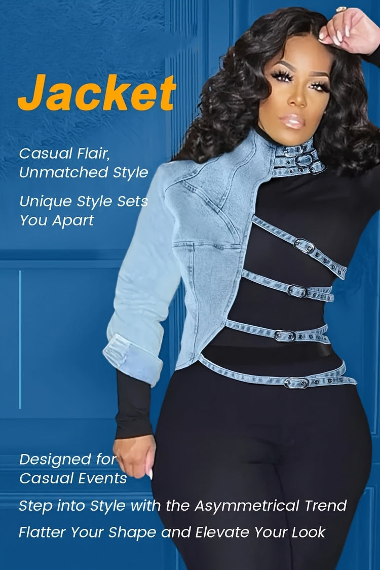 Women's Lightweight Denim Pullover Jacket – Light Blue detail view