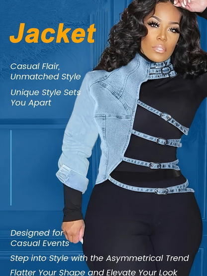 Women's Lightweight Denim Pullover Jacket – Light Blue detail view