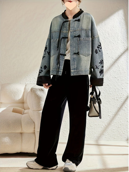 Women's Lightweight Denim Pullover Jacket – Sea Blue detail view