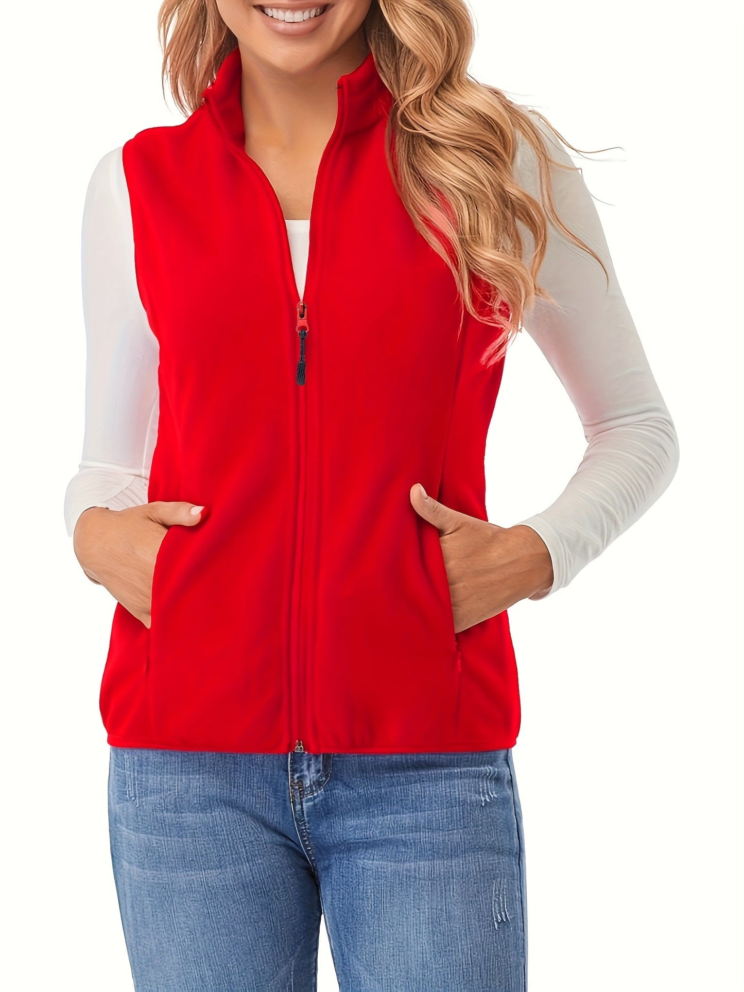 Women's Lightweight Denim Zip-Up Vest – main product image