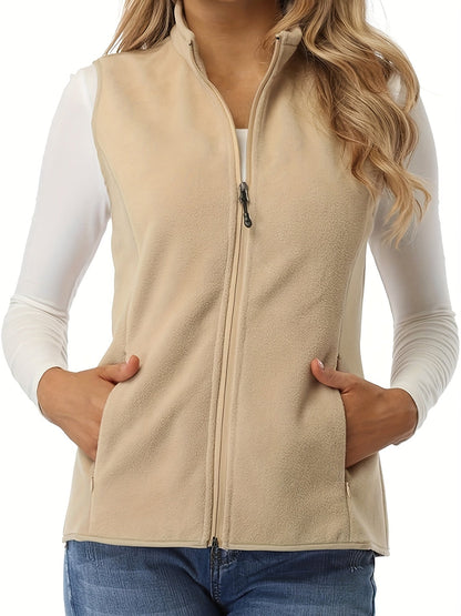 Women's Lightweight Denim Zip-Up Vest detail view