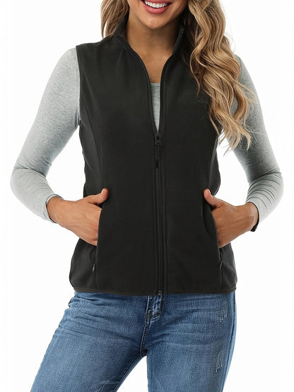 Women's Lightweight Denim Zip-Up Vest detail view