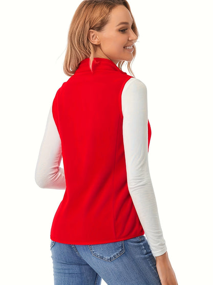 Women's Lightweight Denim Zip-Up Vest detail view
