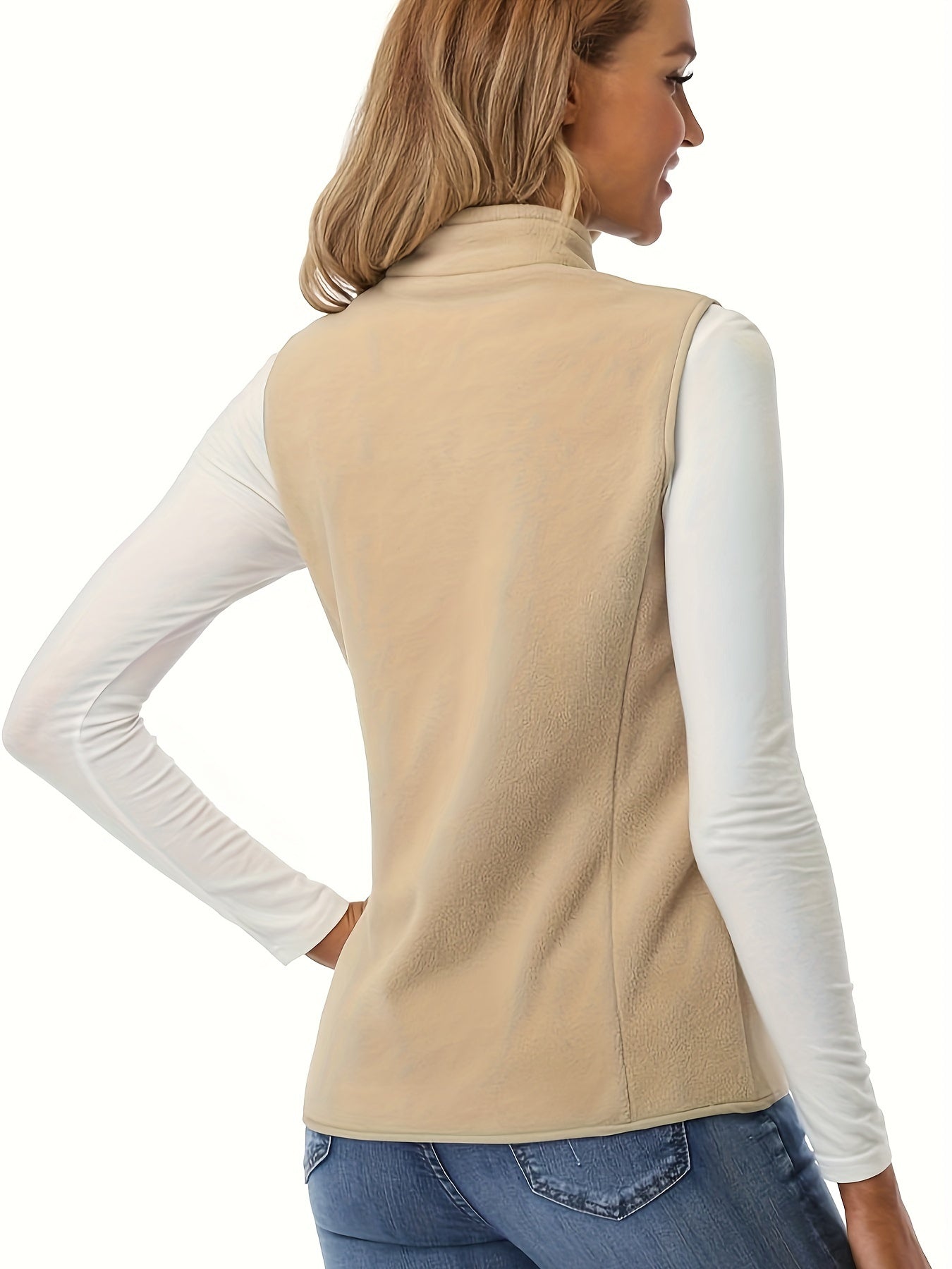Women's Lightweight Denim Zip-Up Vest detail view