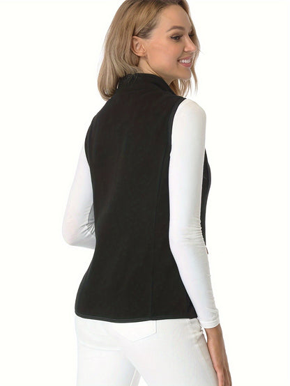 Women's Lightweight Denim Zip-Up Vest detail view