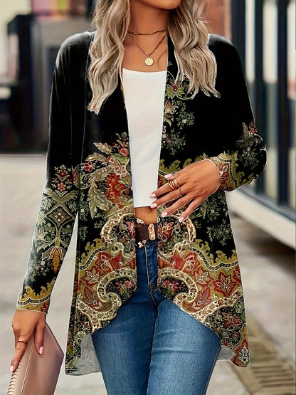 Women's Lightweight Floral Open-Front Cardigan detail view