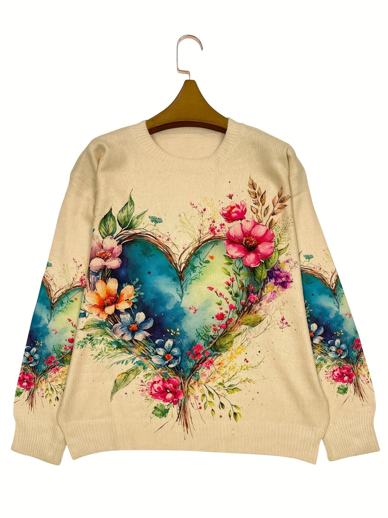 Women's Lightweight Floral Pullover Sweater detail view
