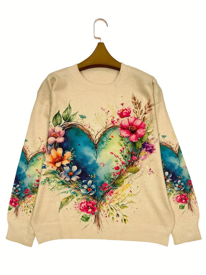 Women's Lightweight Floral Pullover Sweater detail view