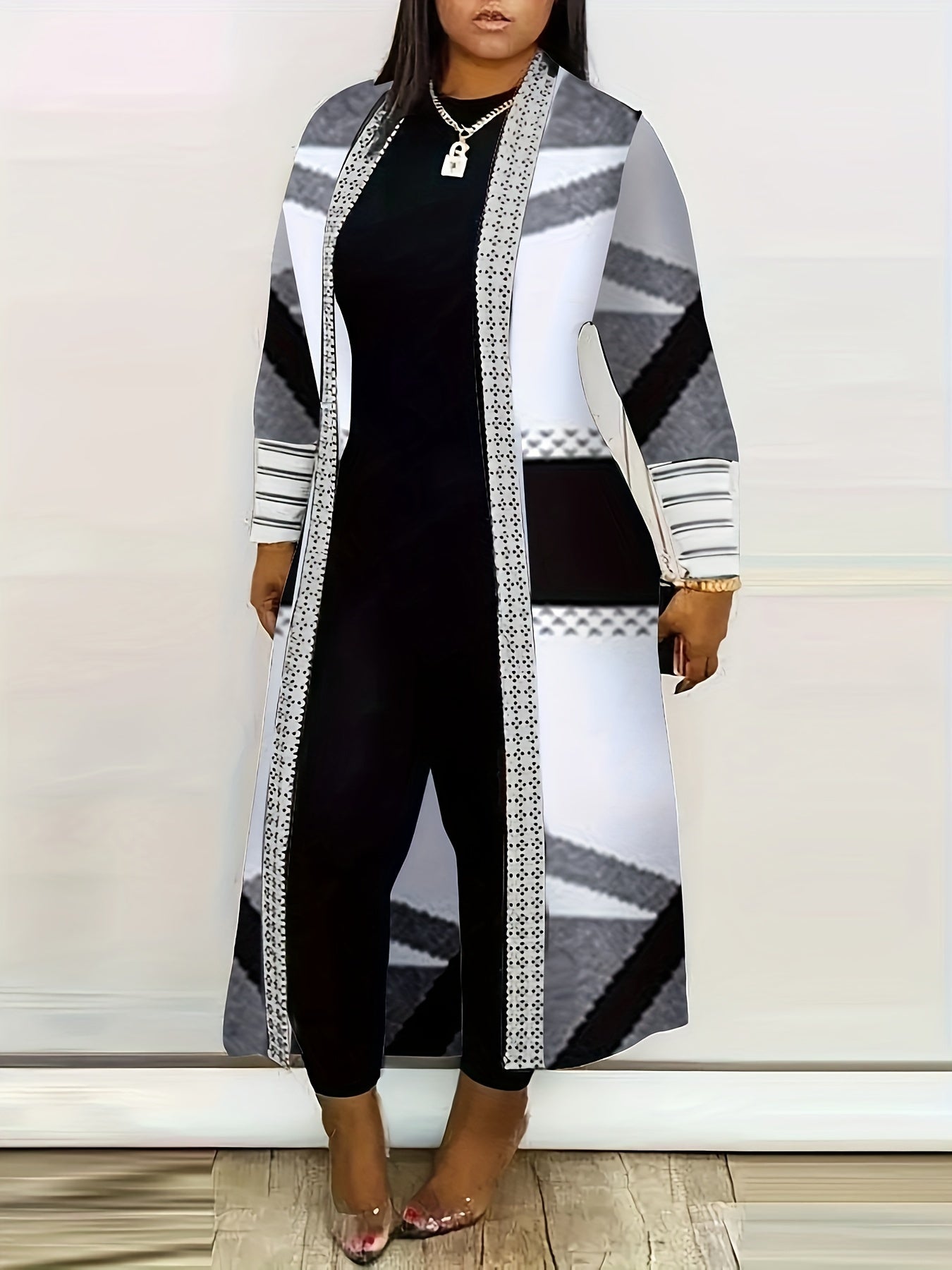 Women's Lightweight Graphic Open-Front Cardigan detail view