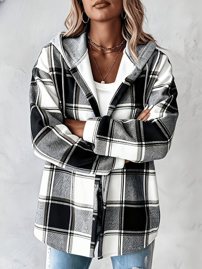 Women's Lightweight Plaid Button-Front Jacket detail view