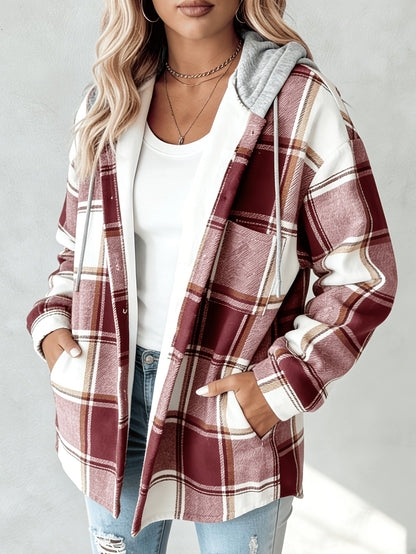 Women's Lightweight Plaid Button-Front Jacket – Black option – view 2