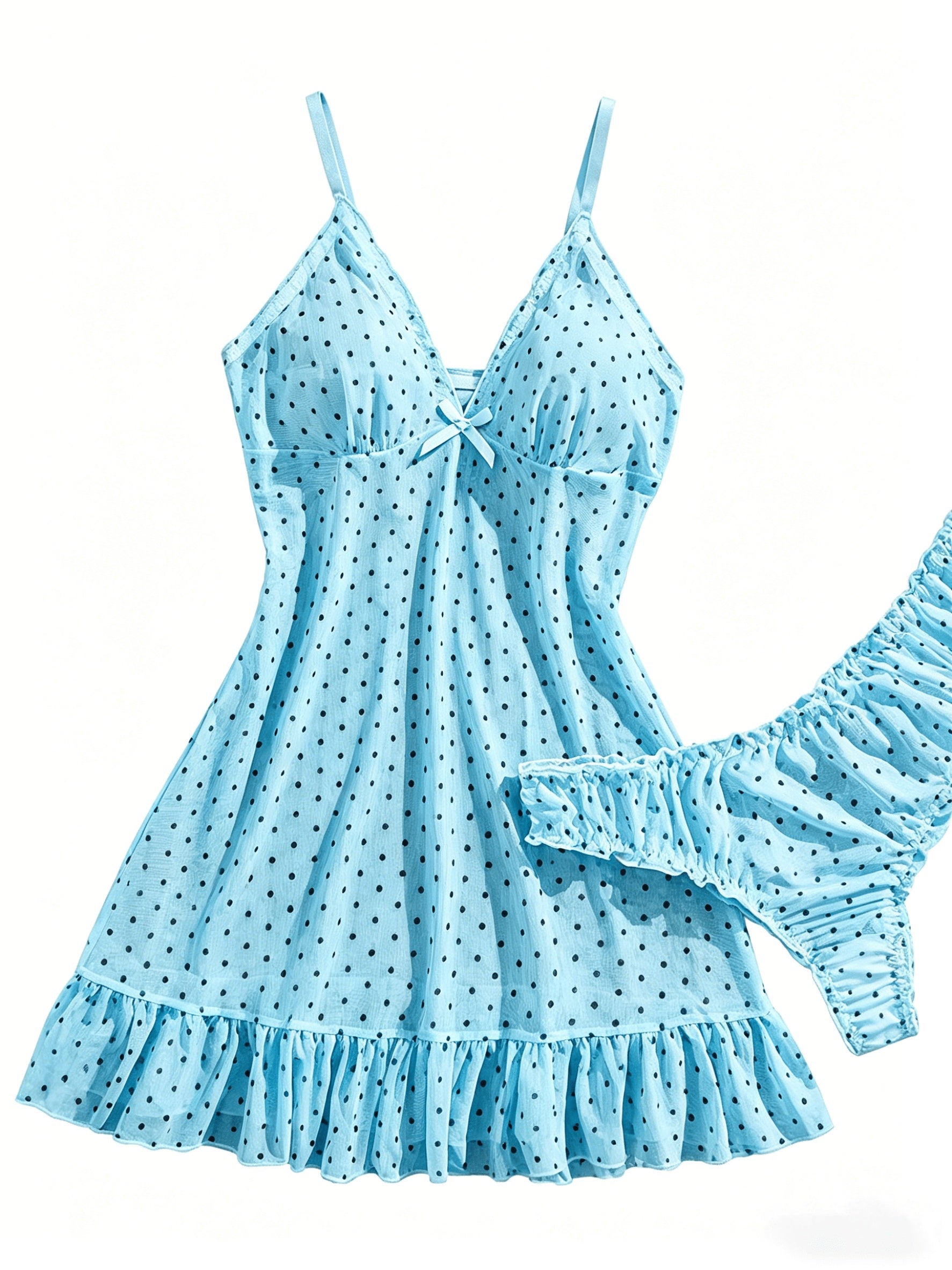 Women's Lingerie Set - Lace Detail – Blue – Blue option – main product image
