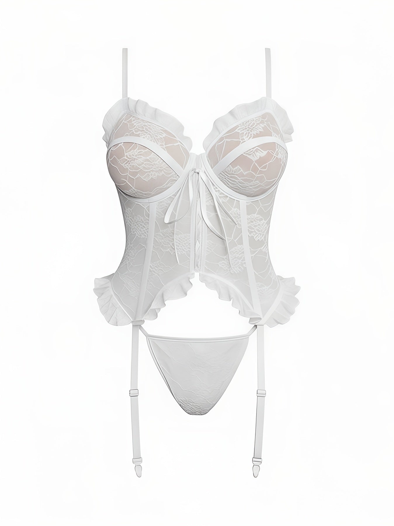 Women's Lingerie Set – Women's White Lace Floral High-Waist Underwear – view 5