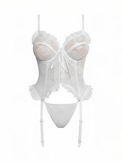 Women's Lingerie Set – Women's White Lace Floral High-Waist Underwear – view 11