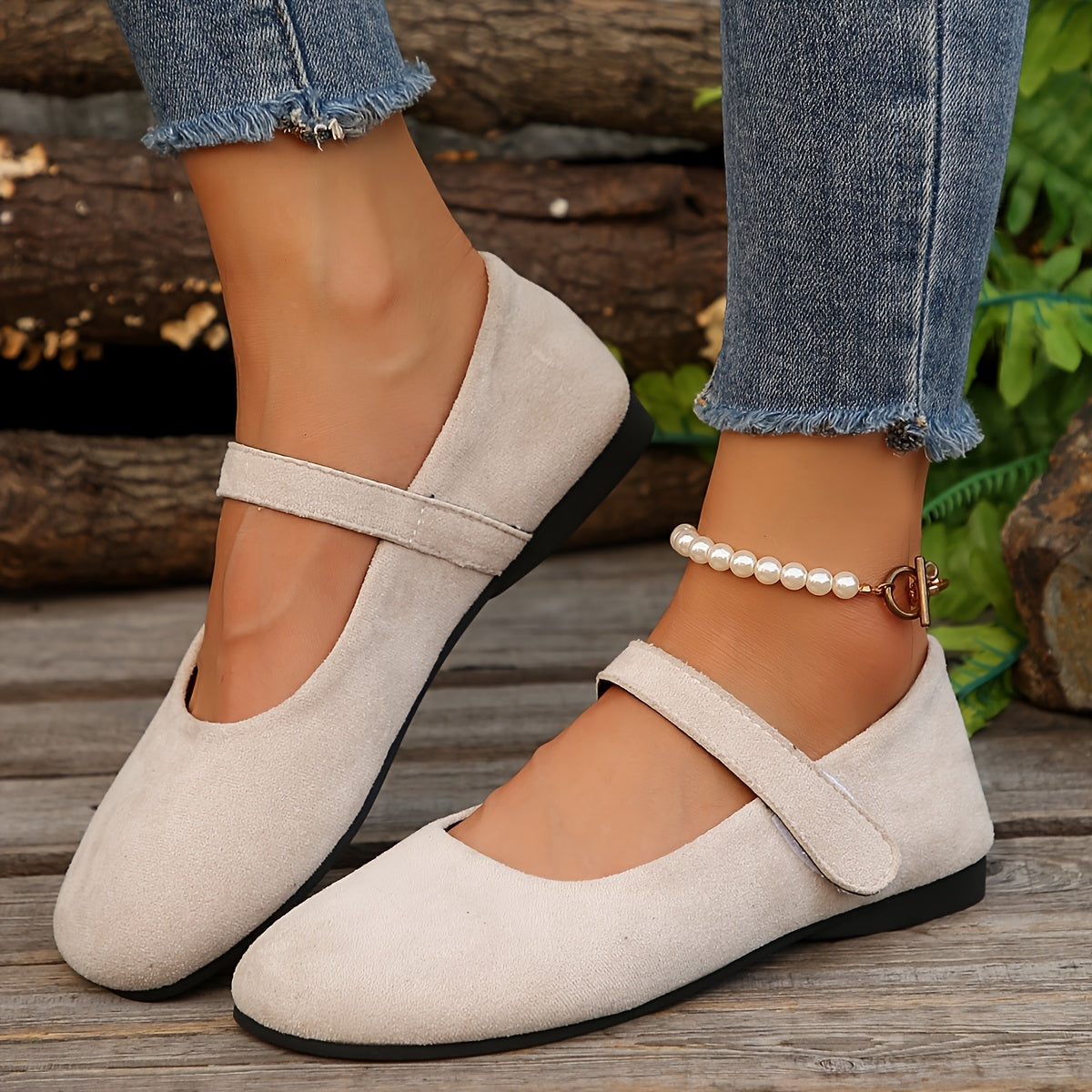 Women's Loafers & Flats – Comfort Fit for Everyday Wear – Beige Velvet – view 8
