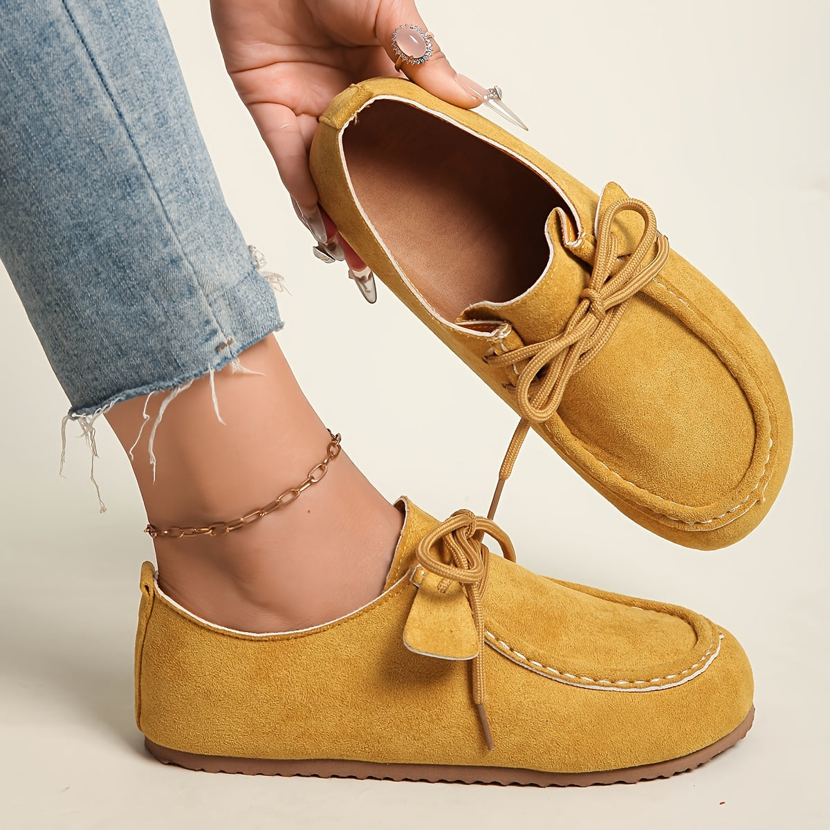 Women's Loafers & Flats - Lace-Up Slip-On for Everyday Wear – Yellow option – view 3