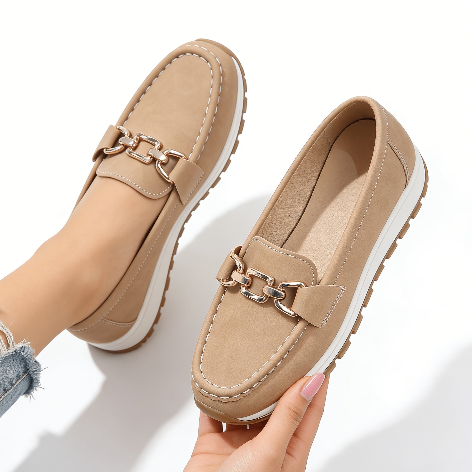 Women's Loafers & Flats – Non-Slip Sole Slip-On for Everyday Wear – Khaki option – main product image