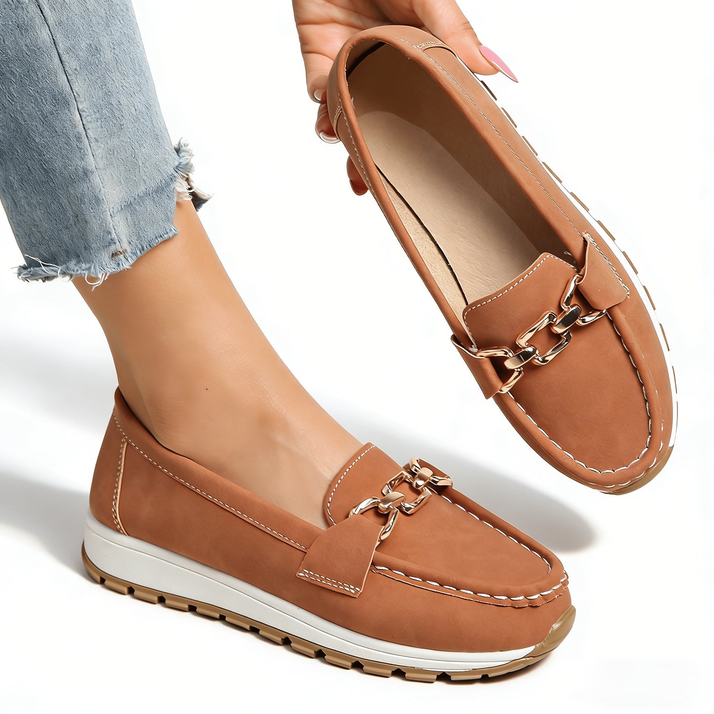 Women's Loafers & Flats – Non-Slip Sole Slip-On for Everyday Wear – Khaki option – view 3
