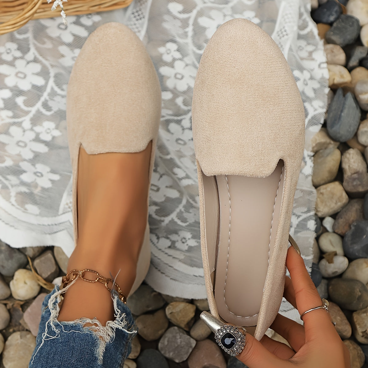 Women's Loafers & Slip-Ons – Lightweight Slip-On for Everyday Wear – Beige option – view 3