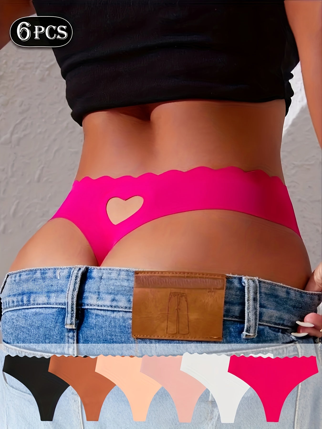 Women's Low-Rise Seamless Thongs - Heart Detail Daily Comfort – main product image