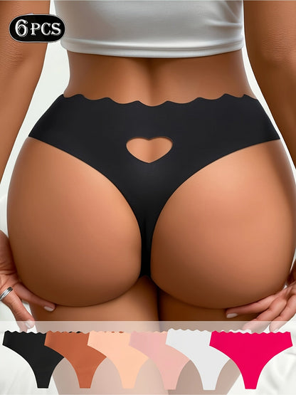 Women's Low-Rise Seamless Thongs - Heart Detail Daily Comfort – view 5