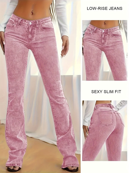 Women's Low-Rise Skinny Jeans - Grey Button Detail Stretch – Grey option – main product image