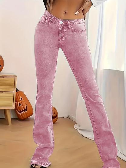 Women's Low-Rise Skinny Jeans - Grey Button Detail Stretch detail view