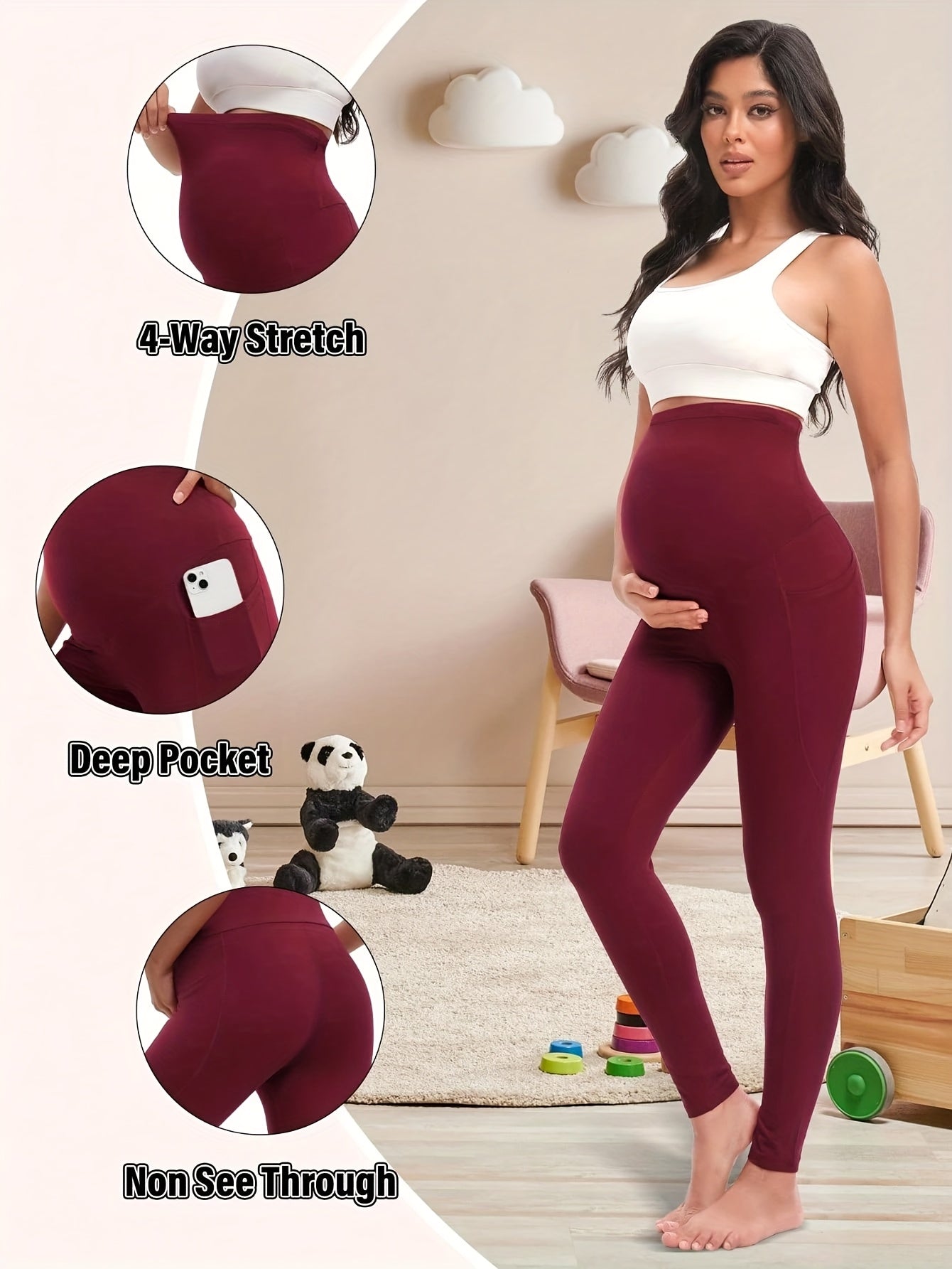 Women's Maternity Leggings - High-Waist Fit detail view