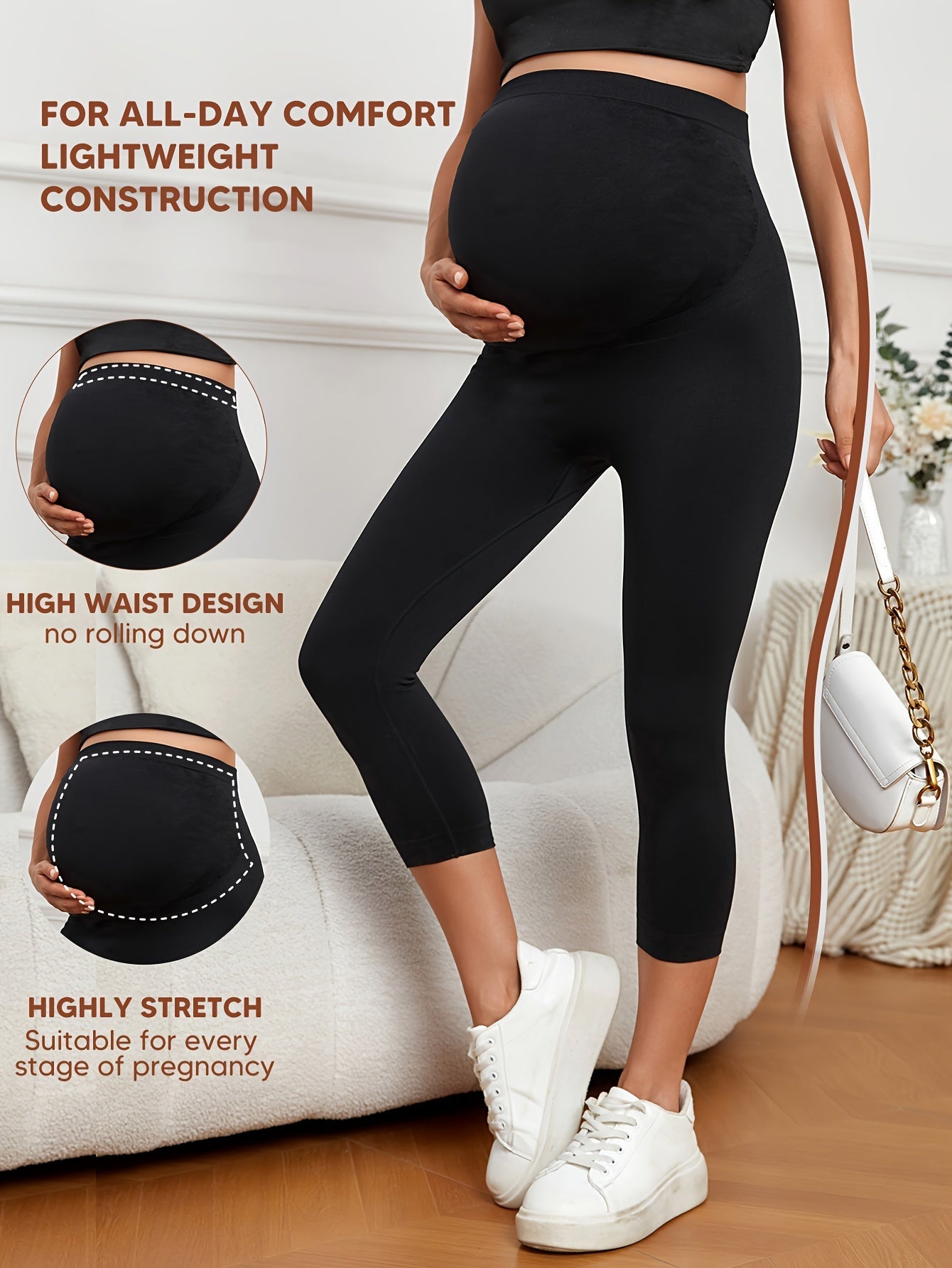 Women's Maternity Leggings - High-Waist Sculpting Detail detail view