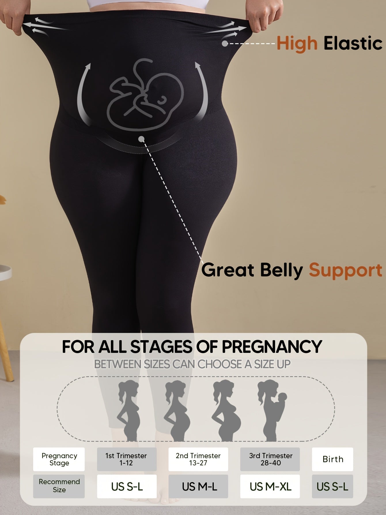 Women's Maternity Leggings - Mid-Rise Stretch Fit detail view