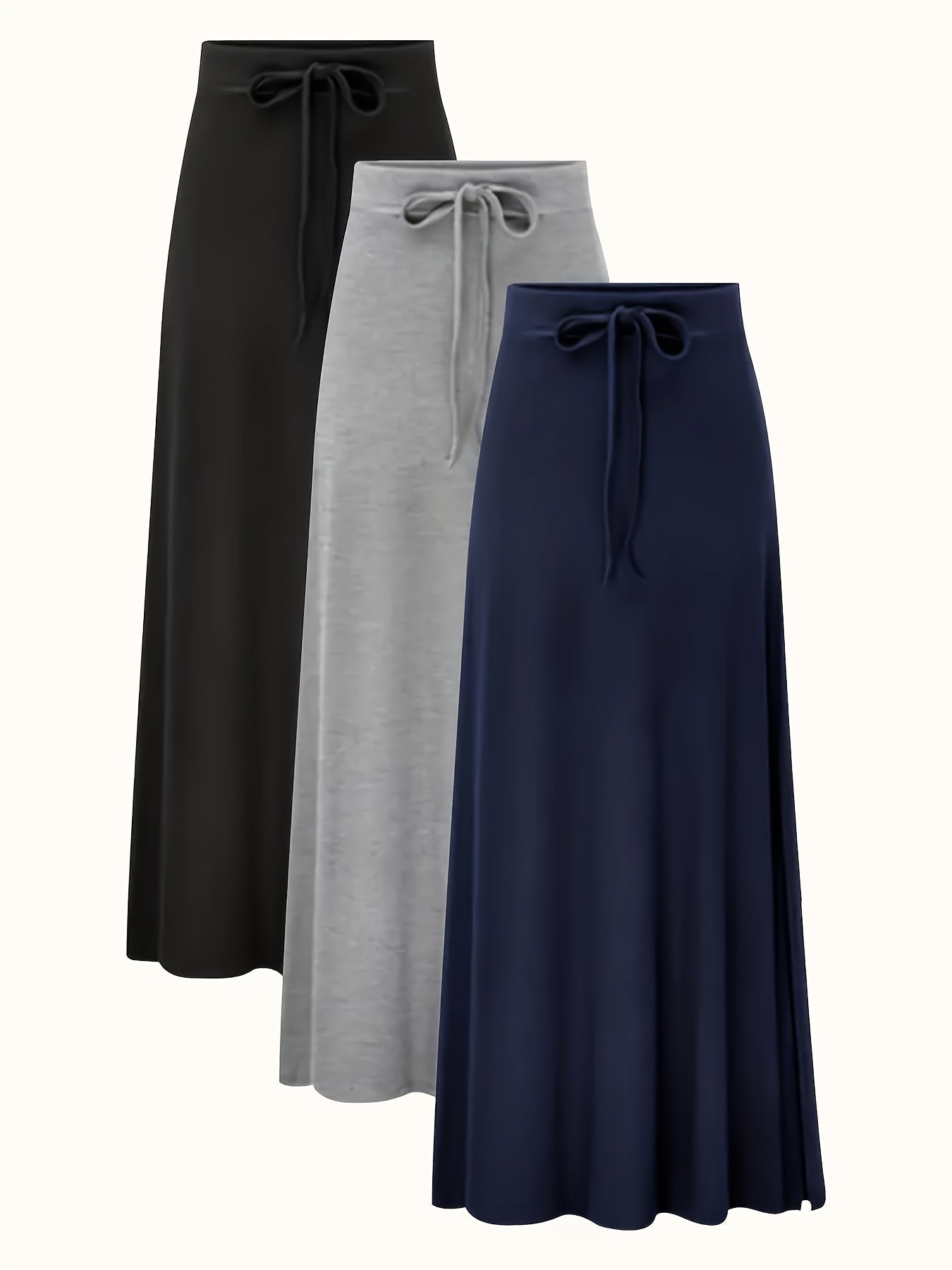 Women's Maxi A-Line Skirt 3-Pack - High-Waist Solid Color detail view
