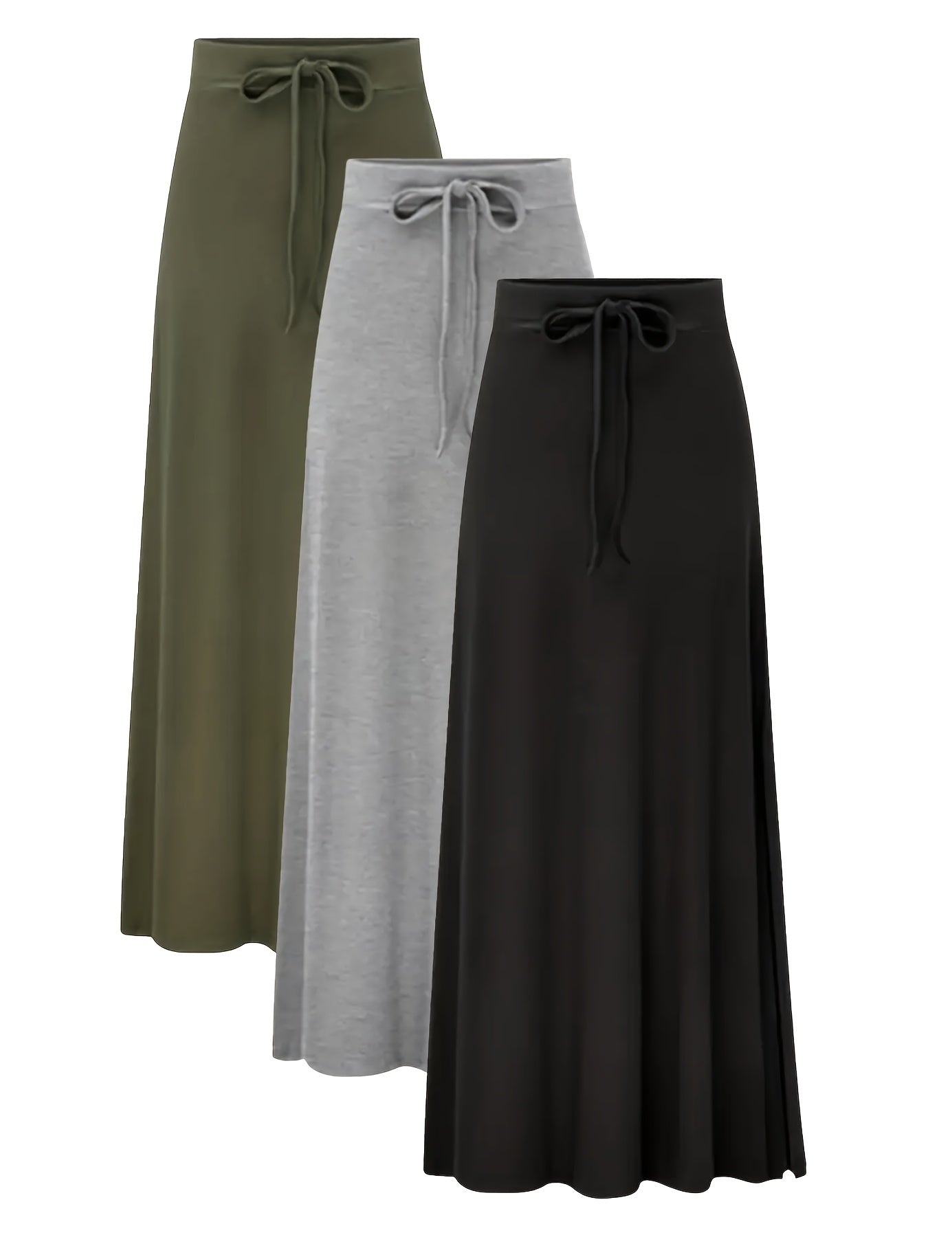Women's Maxi A-Line Skirt 3-Pack - High-Waist Solid Color detail view