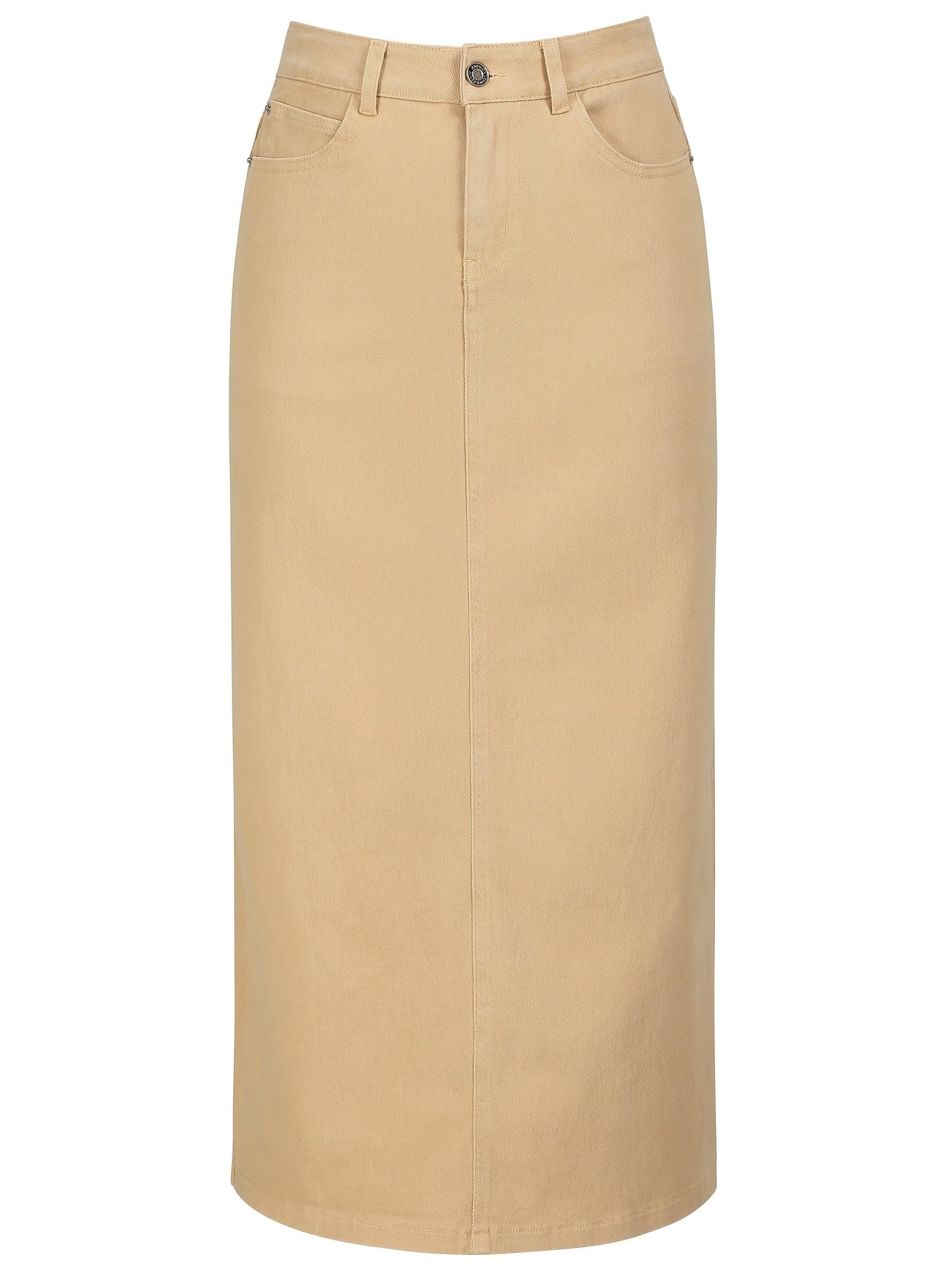 Women's Maxi Denim Skirt - Mid-Rise Solid Color – main product image