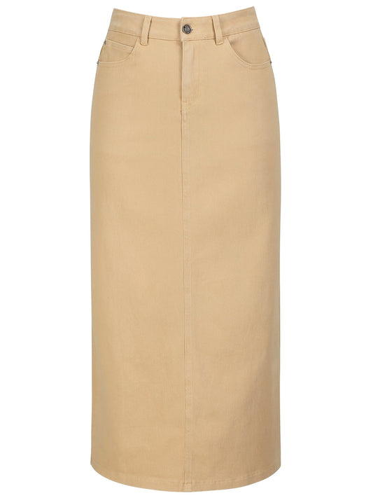 Women's Maxi Denim Skirt - Mid-Rise Solid Color – main product image