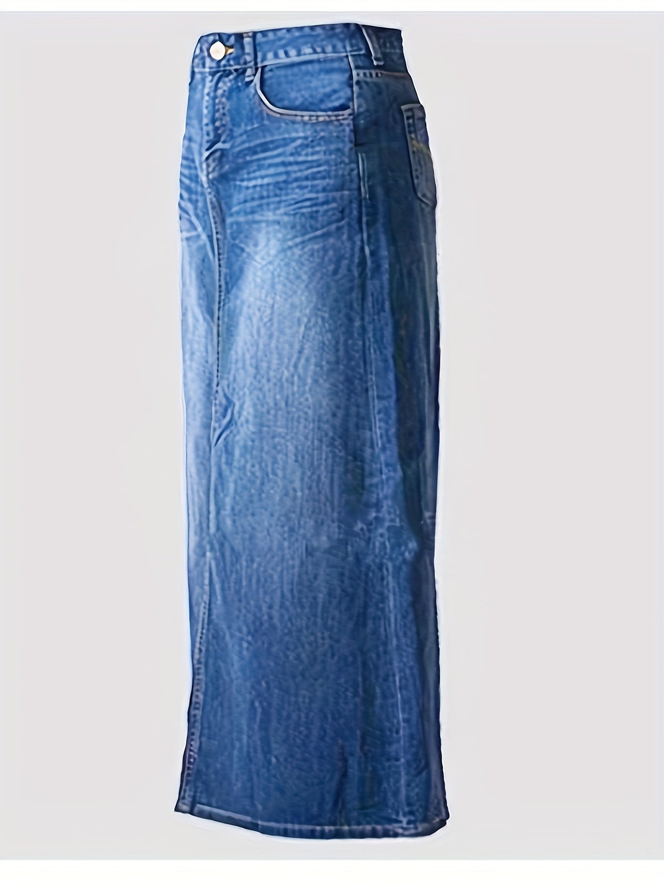Women's Maxi Denim Skirt - Mid-Rise Solid Color detail view