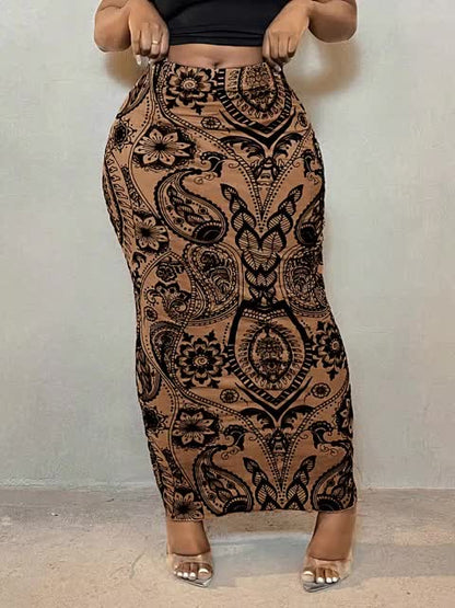 Women's Maxi Pencil Skirt - Floral Print Tulle Layer detail view