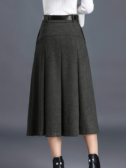 Women's Maxi Pleated Skirt - High-Waist Solid Color detail view