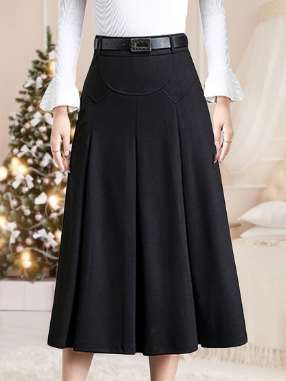 Women's Maxi Pleated Skirt - High-Waist Solid Color detail view