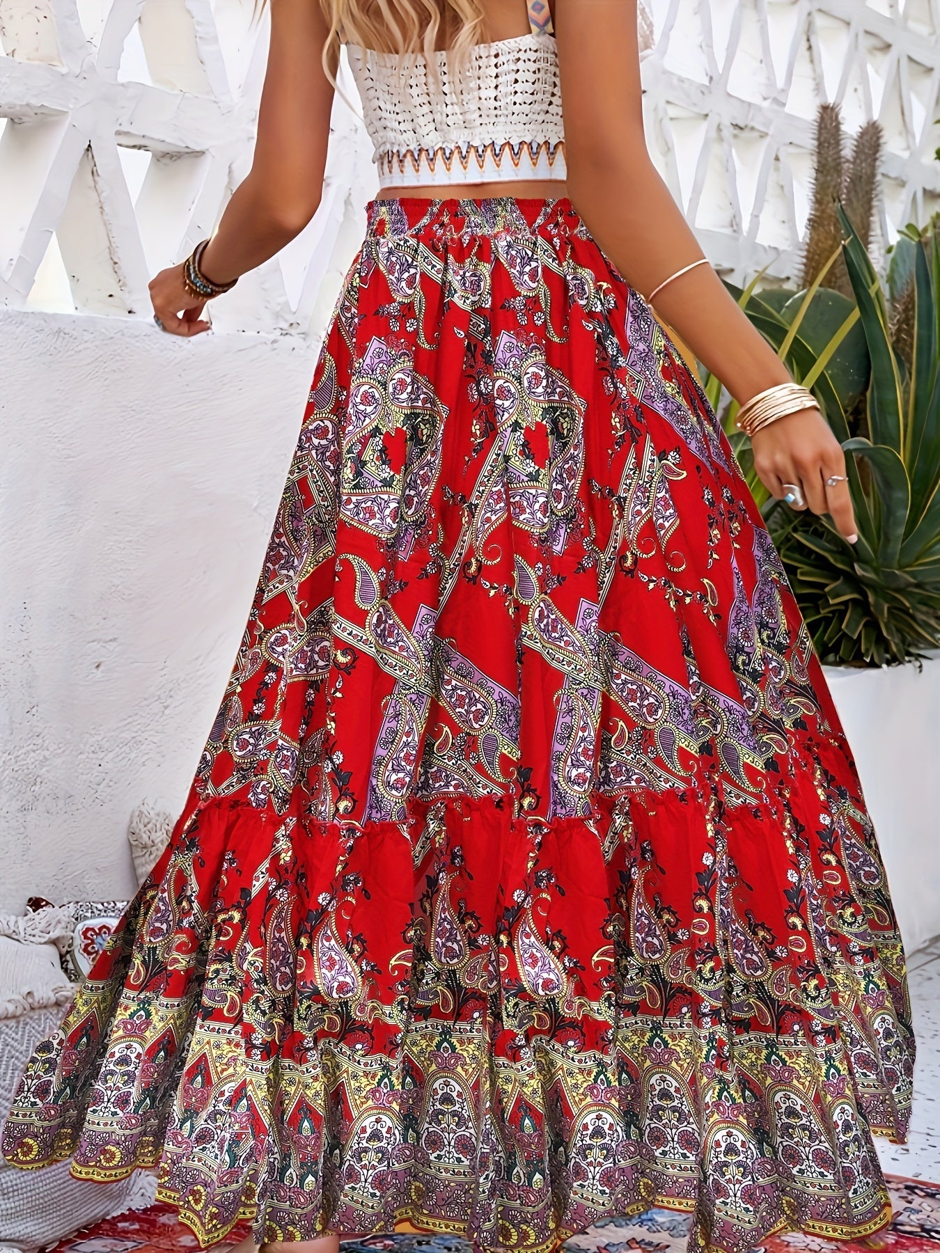 Women's Maxi Skirt - Paisley Print detail view