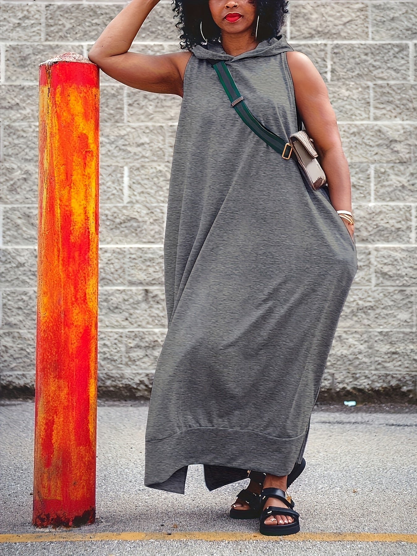 Women's Maxi Skirt - Solid Color Slit Detail detail view