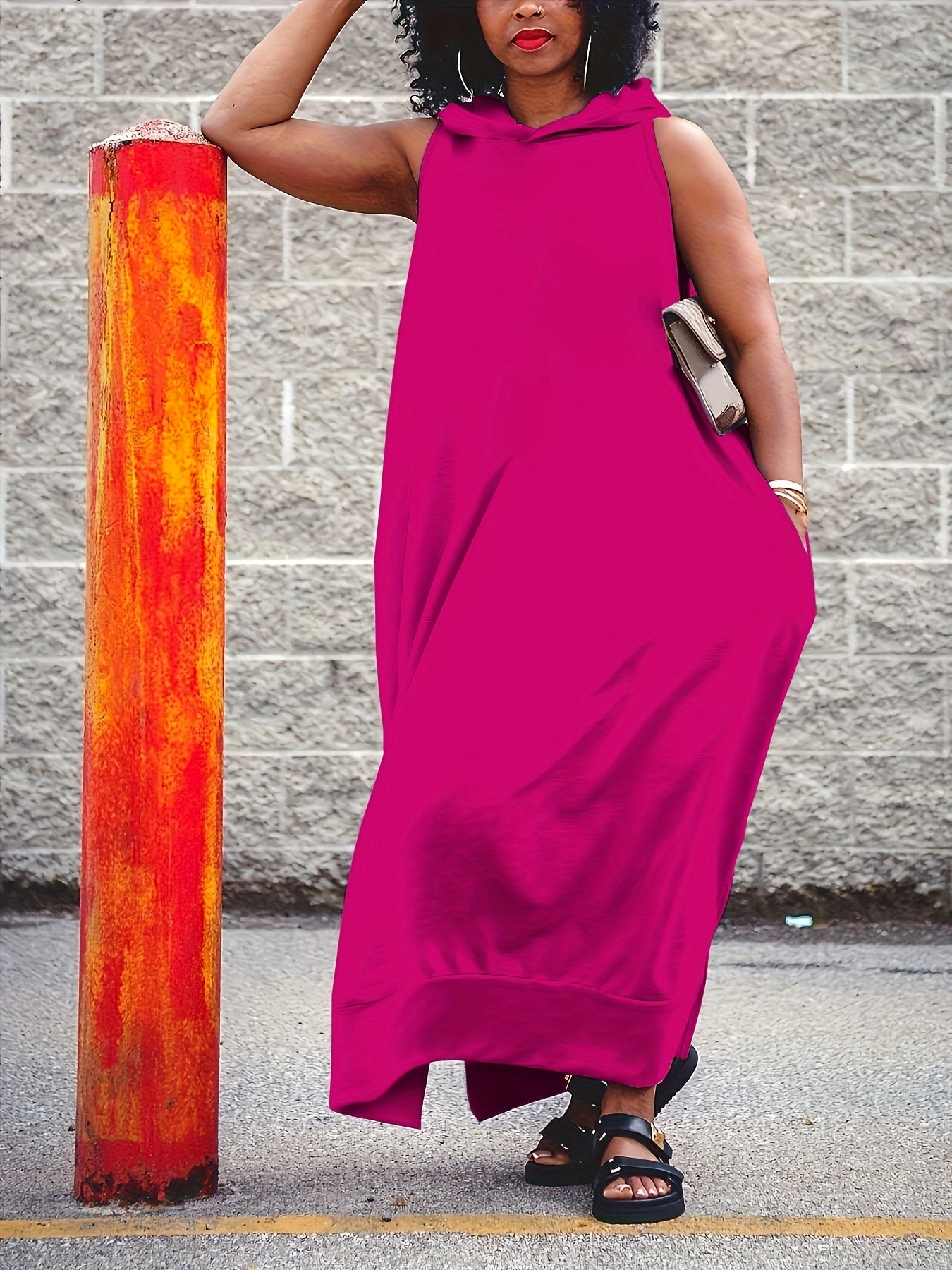 Women's Maxi Skirt - Solid Color Slit Detail detail view