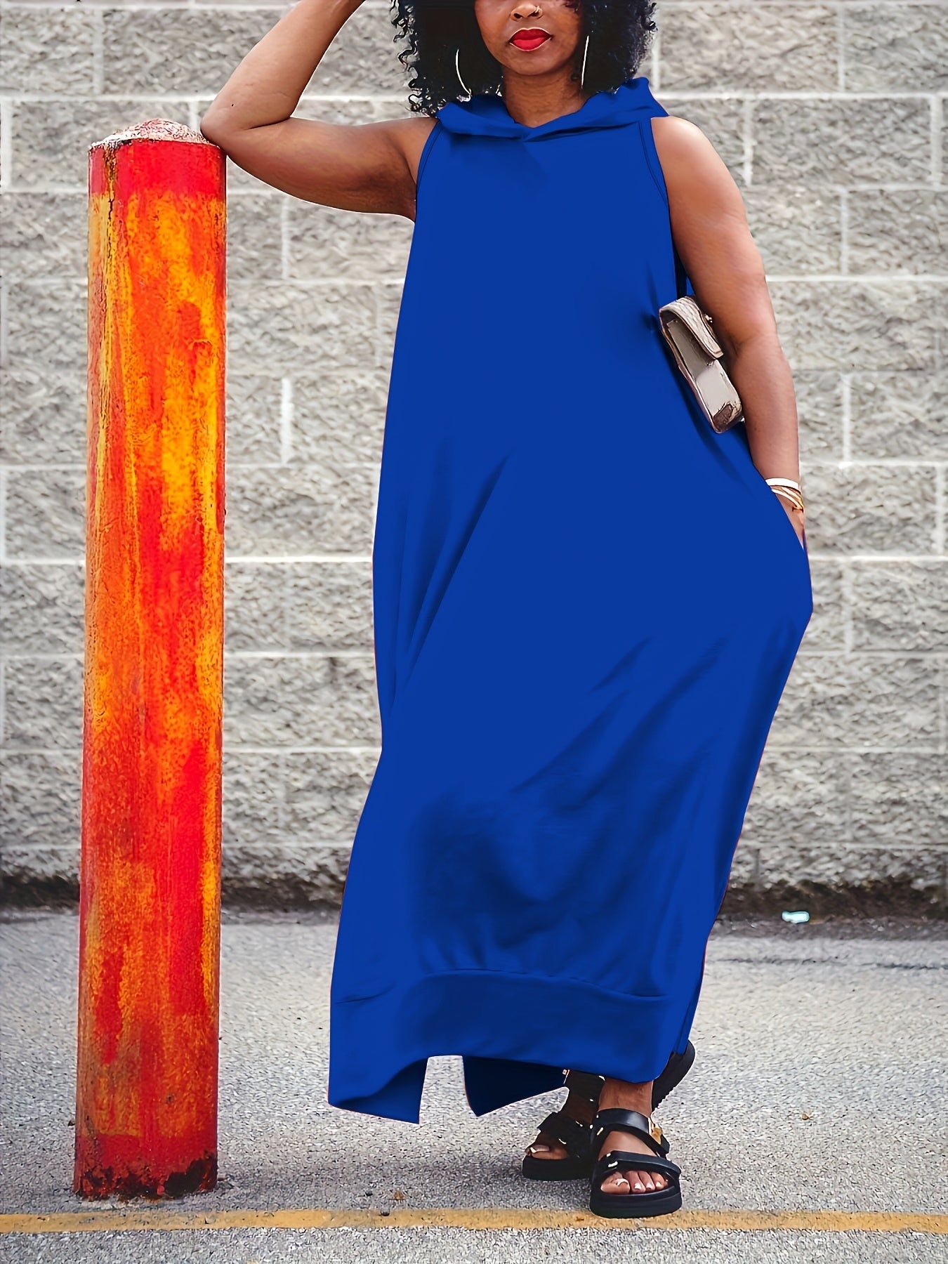 Women's Maxi Skirt - Solid Color Slit Detail – Gray option – view 2