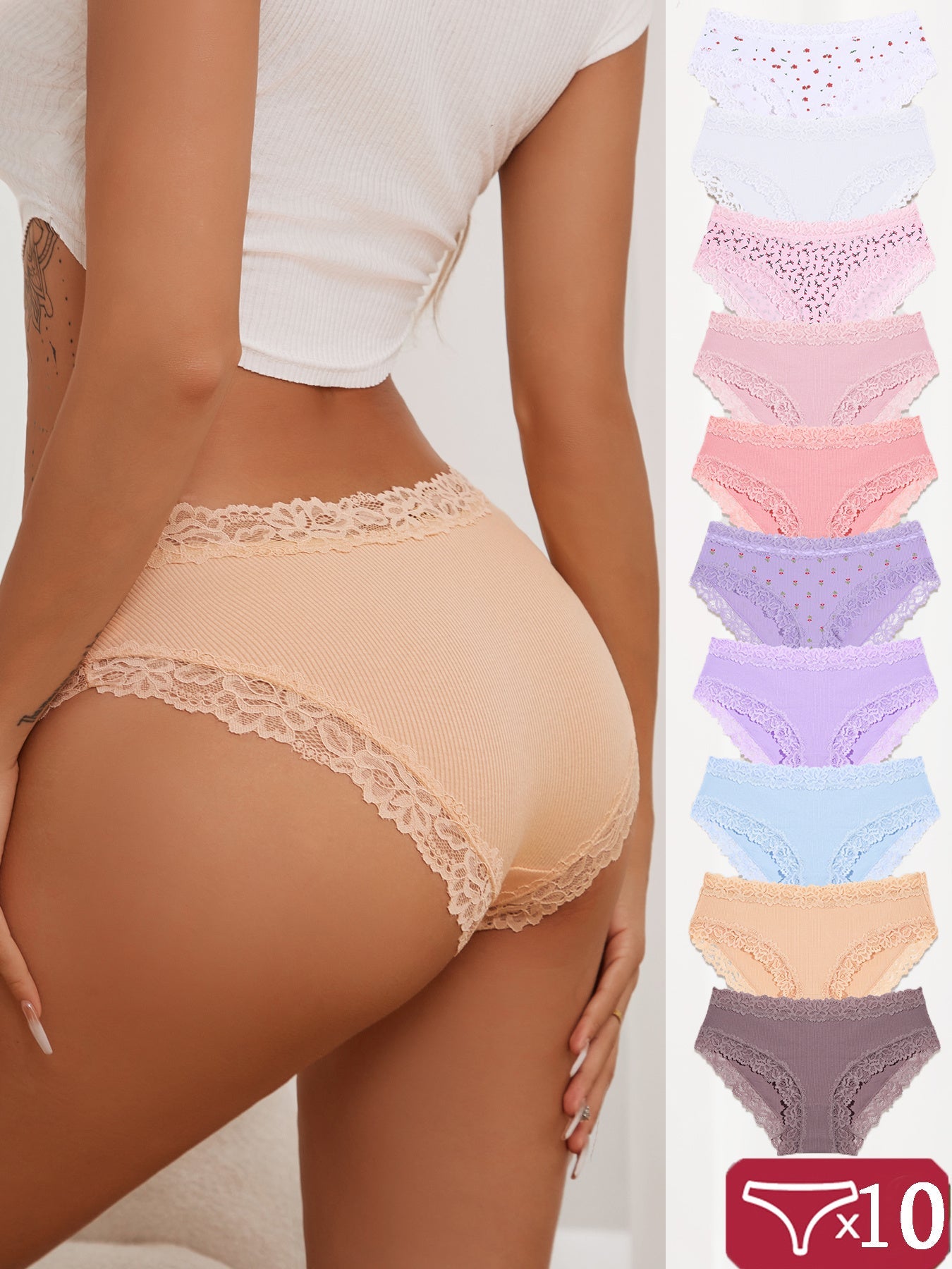 Women's Mid-Rise Briefs - Lace Everyday Comfort – Mixed colors Underwear – main product image