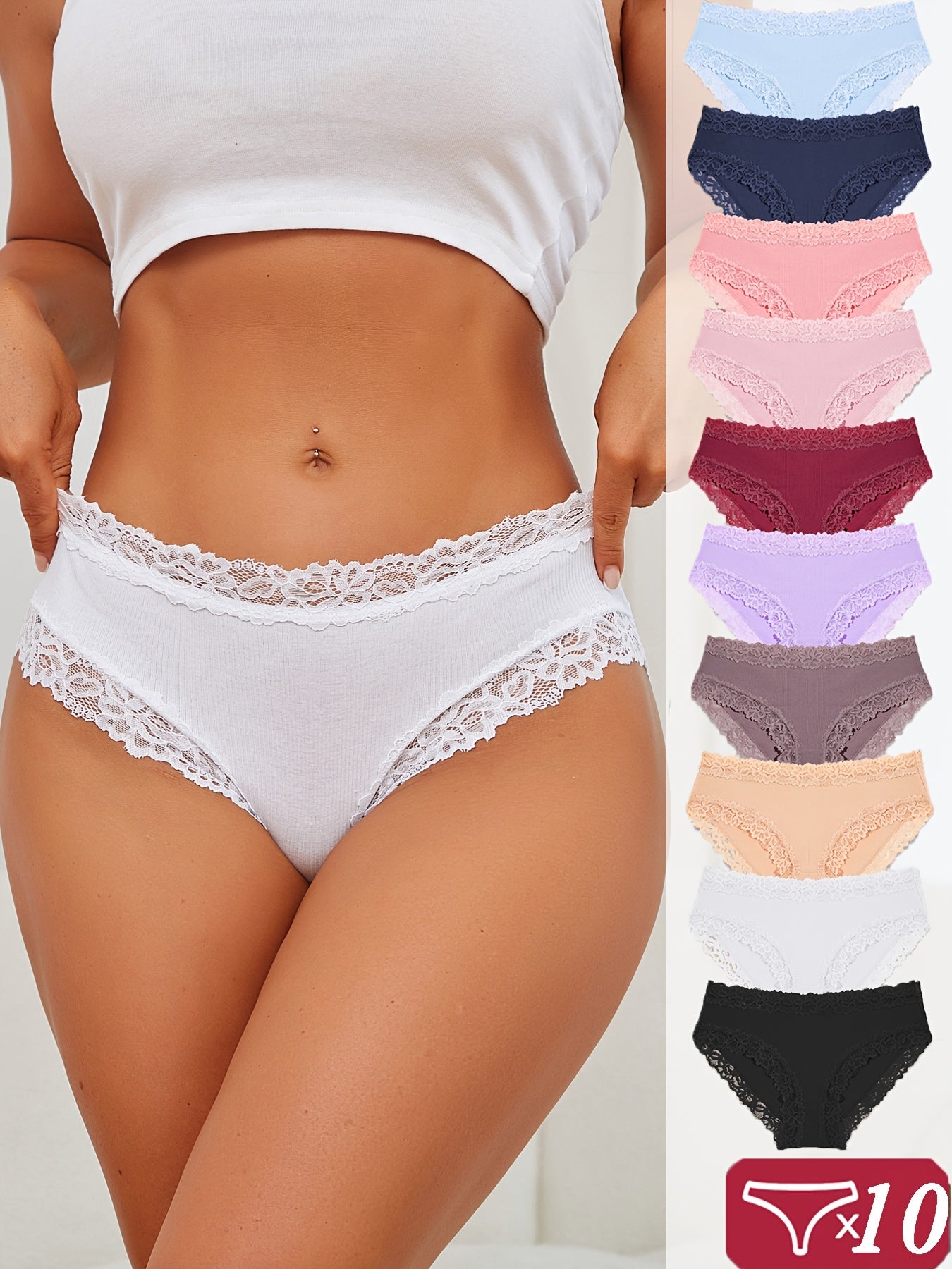 Women's Mid-Rise Briefs - Lace Everyday Comfort – Mixed colors Underwear – view 2